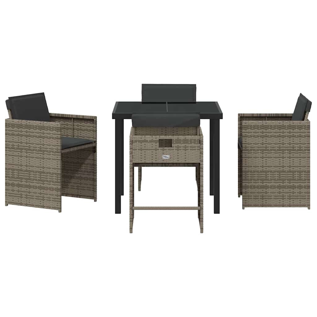 Ensemble de salle à manger pour jardin 5 pcs Gris polyrotin - XIOS
