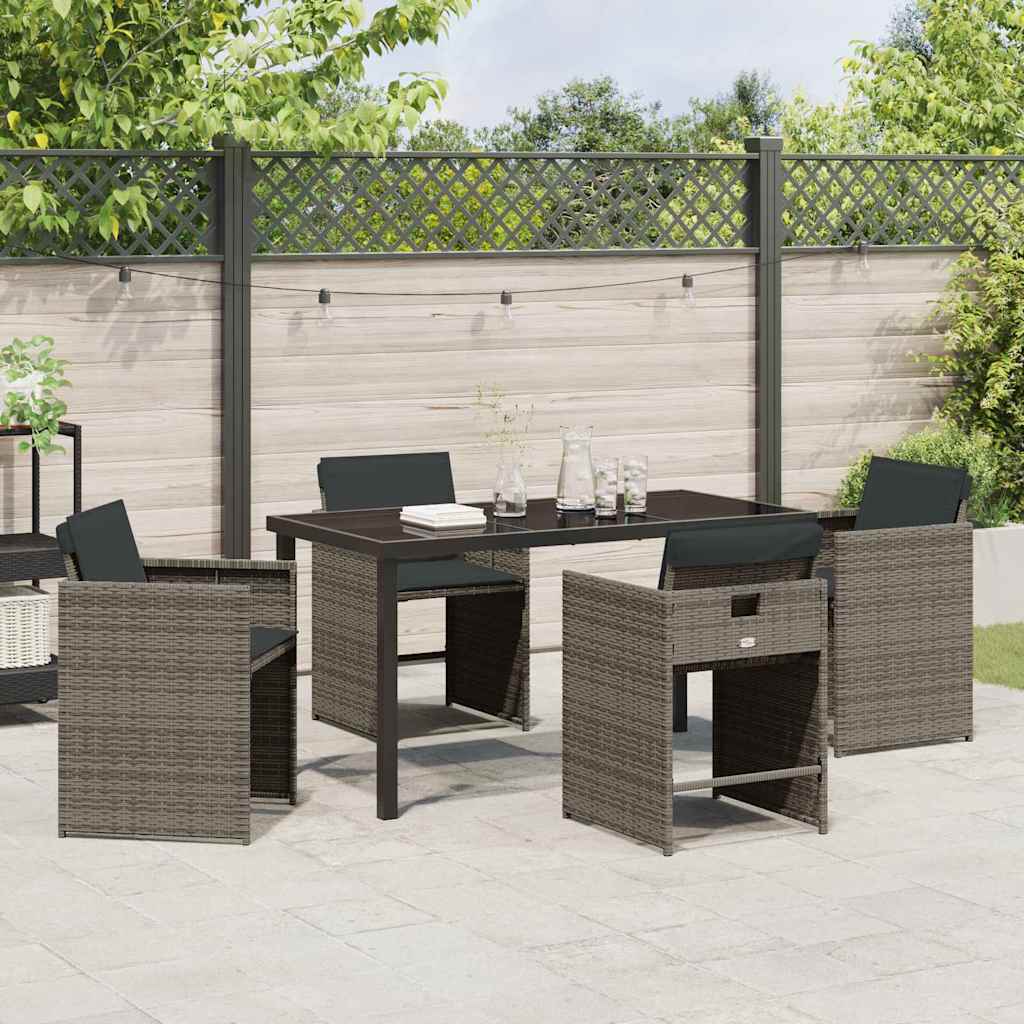 Ensemble de salle à manger pour jardin 5 pcs Gris polyrotin - XIOS