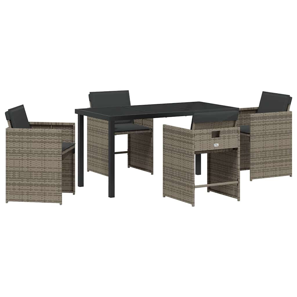 Ensemble de salle à manger pour jardin 5 pcs Gris polyrotin - XIOS