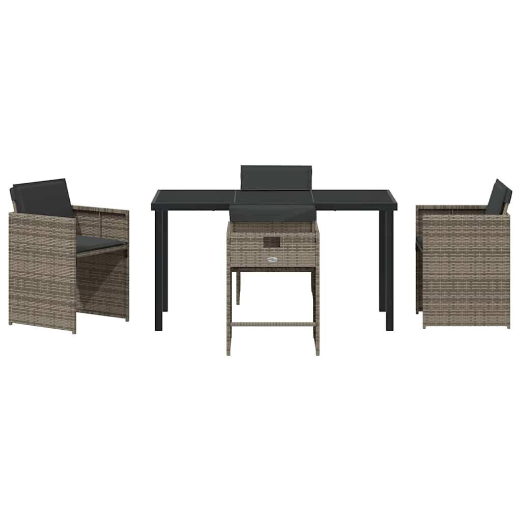 Ensemble de salle à manger pour jardin 5 pcs Gris polyrotin - XIOS
