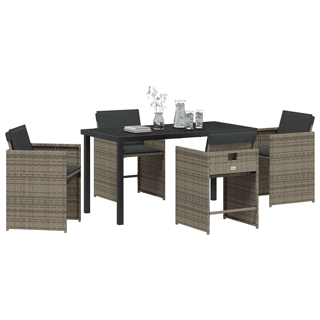 Ensemble de salle à manger pour jardin 5 pcs Gris polyrotin - XIOS