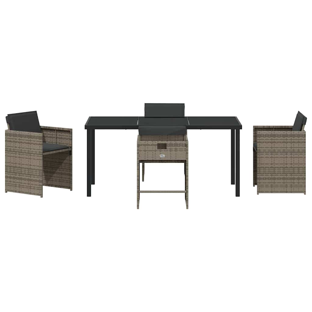 Ensemble de salle à manger pour jardin 5 pcs Gris polyrotin - XIOS