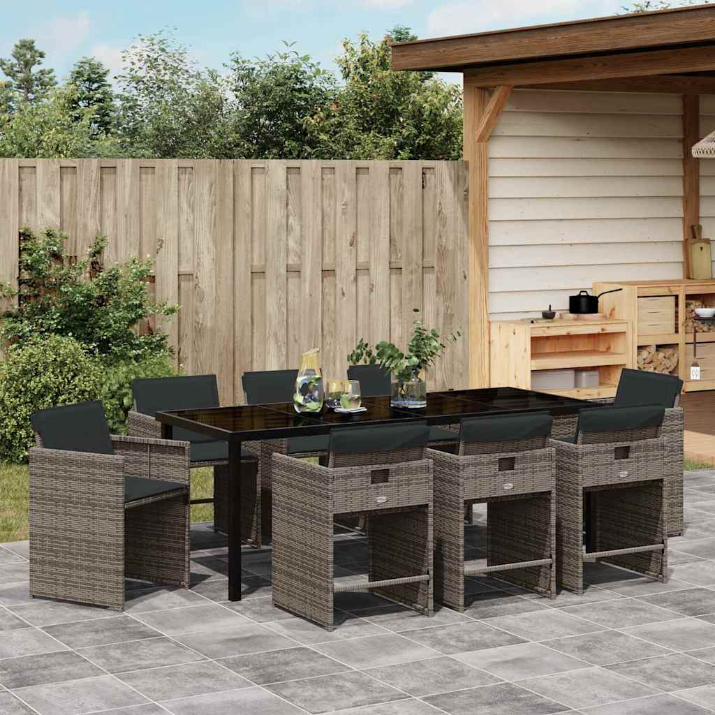 Ensemble de salle à manger pour jardin 9 pcs Gris polyrotin - XIOS