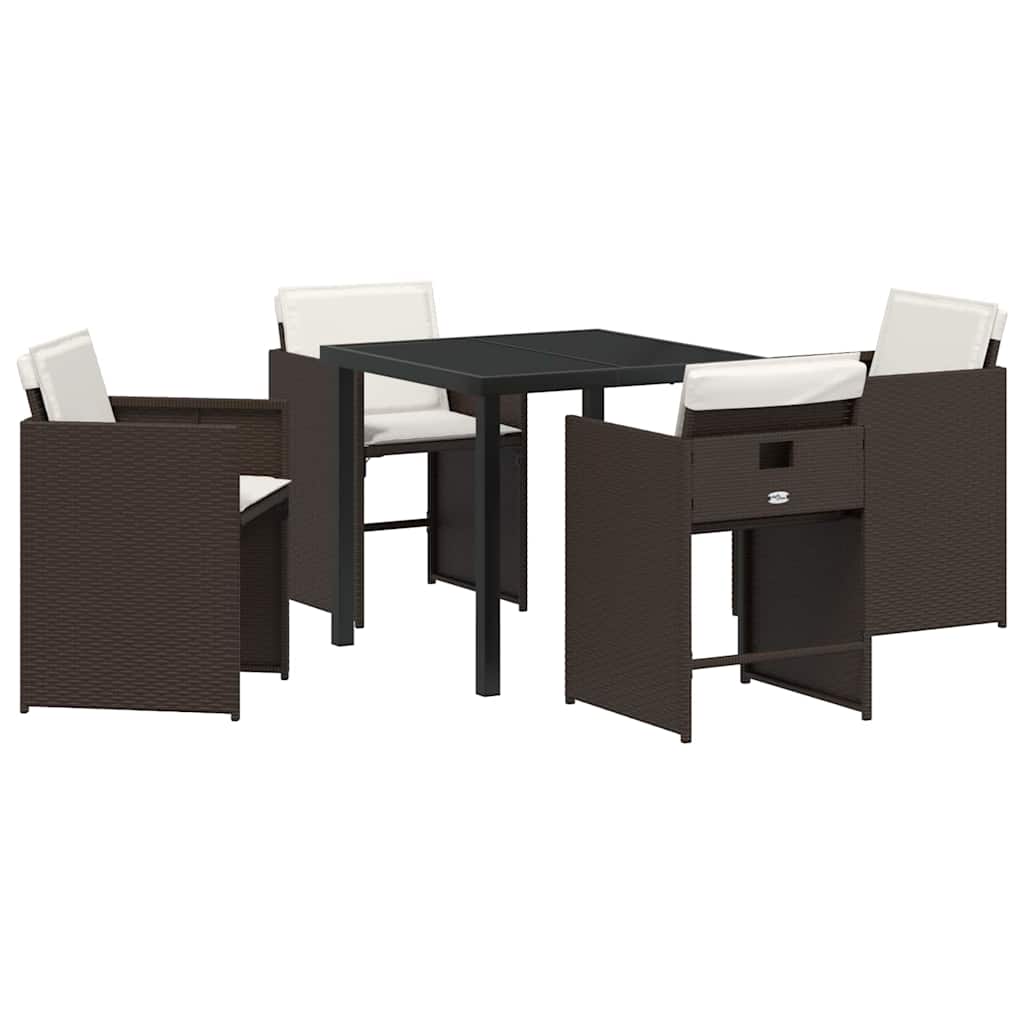 Ensemble de salle à manger pour jardin 5 pcs Marron polyrotin - XIOS