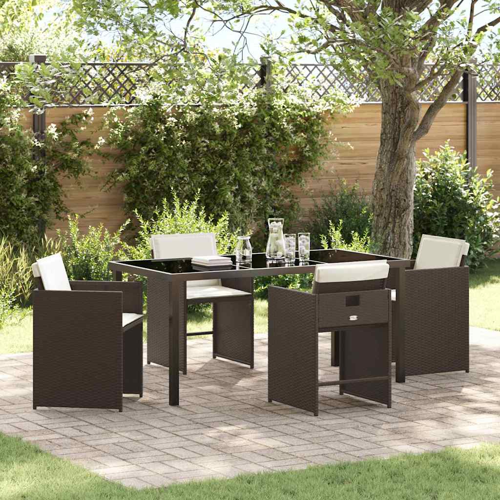Ensemble de salle à manger pour jardin 5 pcs Marron polyrotin - XIOS