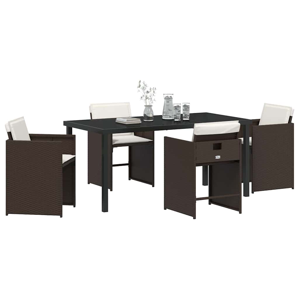 Ensemble de salle à manger pour jardin 5 pcs Marron polyrotin - XIOS