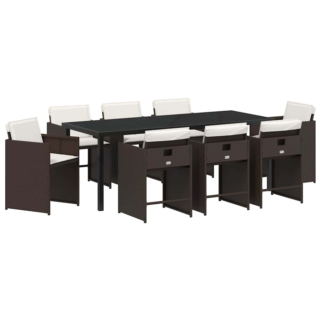 Ensemble de salle à manger pour jardin 9 pcs Marron polyrotin - XIOS
