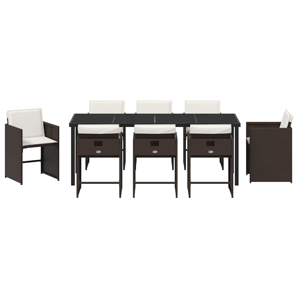 Ensemble de salle à manger pour jardin 9 pcs Marron polyrotin - XIOS