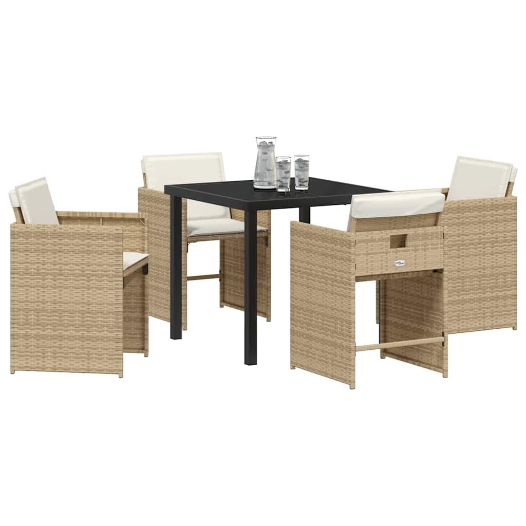 Ensemble de salle à manger pour jardin 5 pcs Beige polyrotin - XIOS