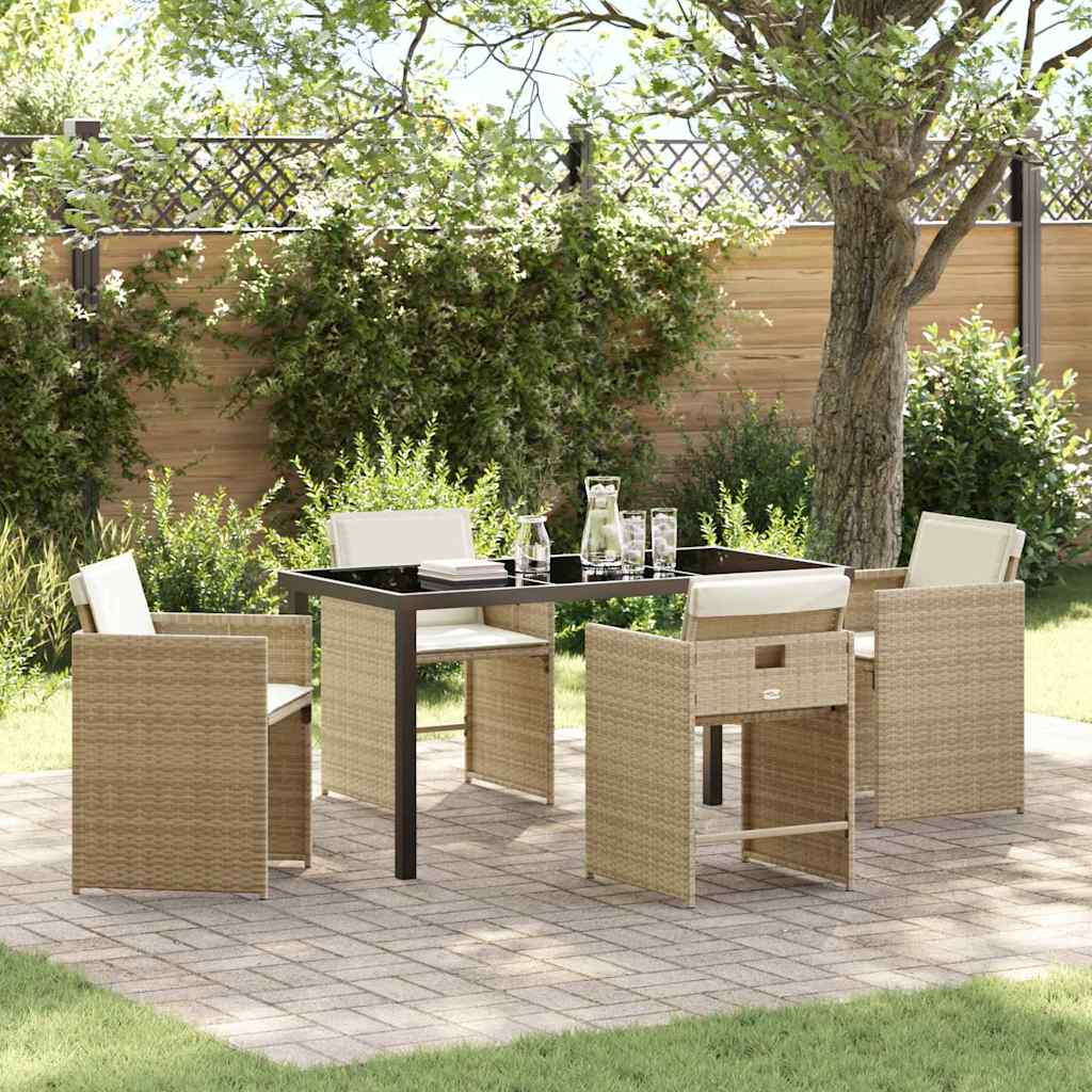 Ensemble de salle à manger pour jardin 5 pcs Beige polyrotin - XIOS