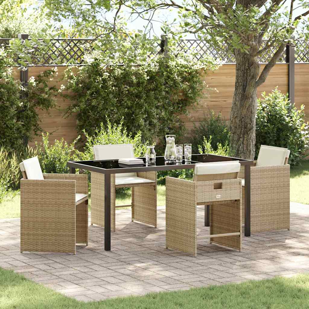 Ensemble de salle à manger pour jardin 5 pcs Beige polyrotin - XIOS