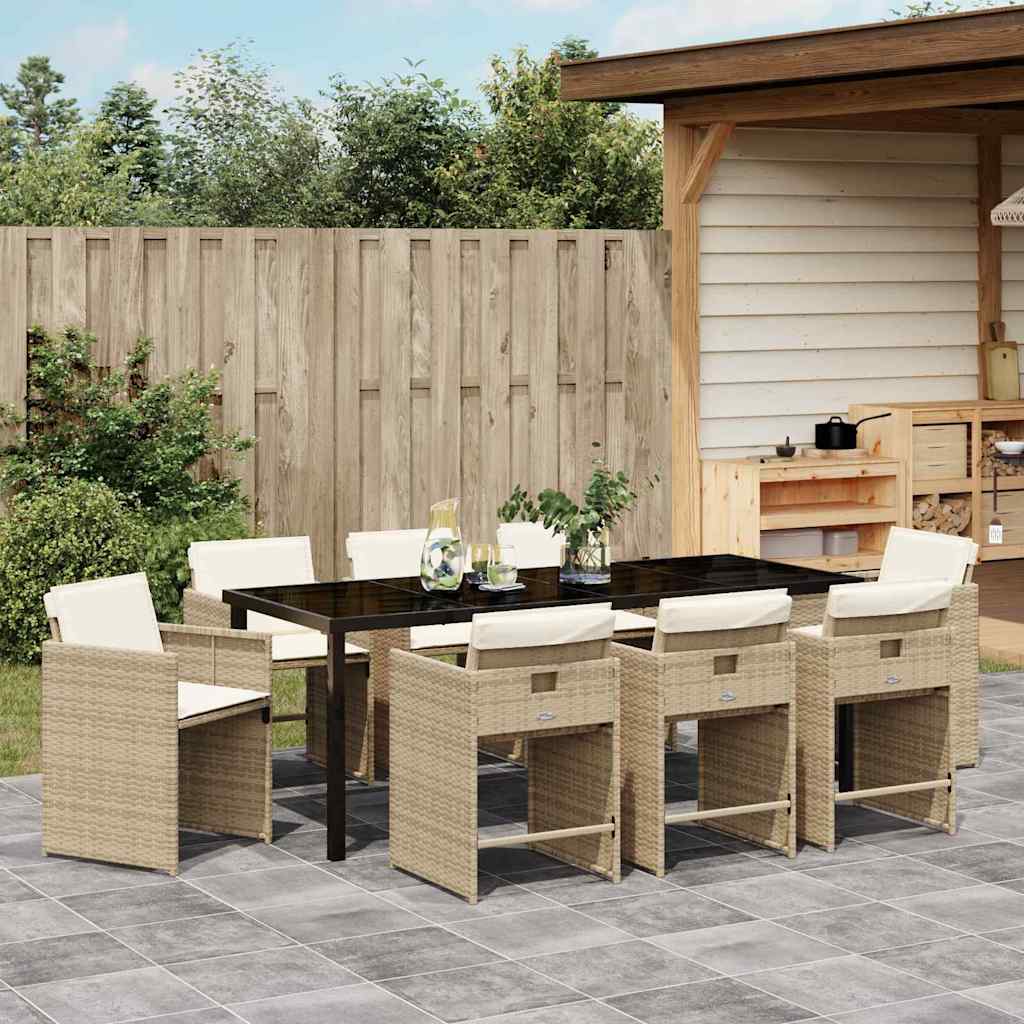 Ensemble de salle à manger pour jardin 9 pcs Beige polyrotin - XIOS