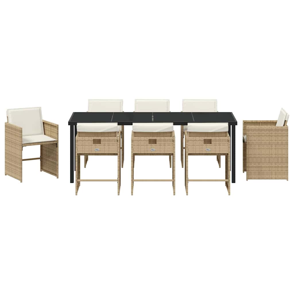 Ensemble de salle à manger pour jardin 9 pcs Beige polyrotin - XIOS