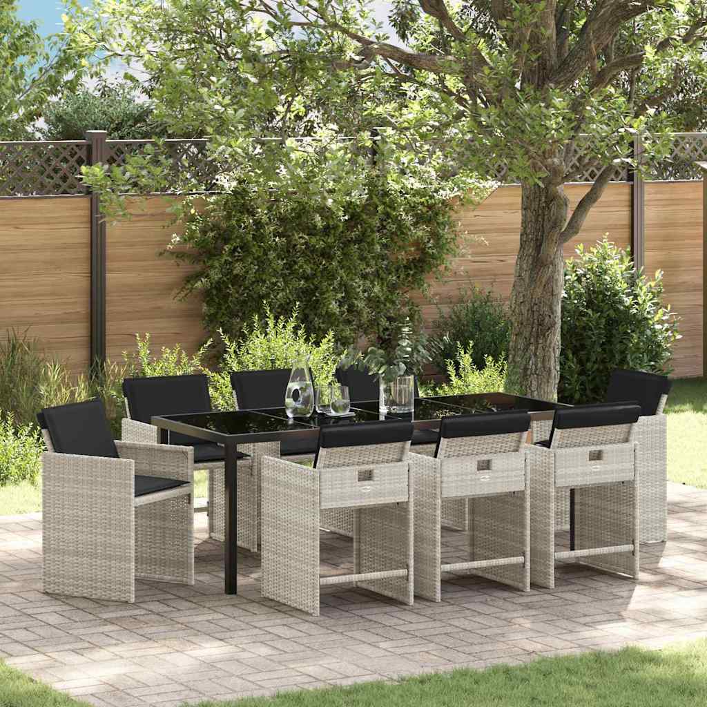 Ensemble de salle à manger pour jardin 9 pcs Gris clair - XIOS