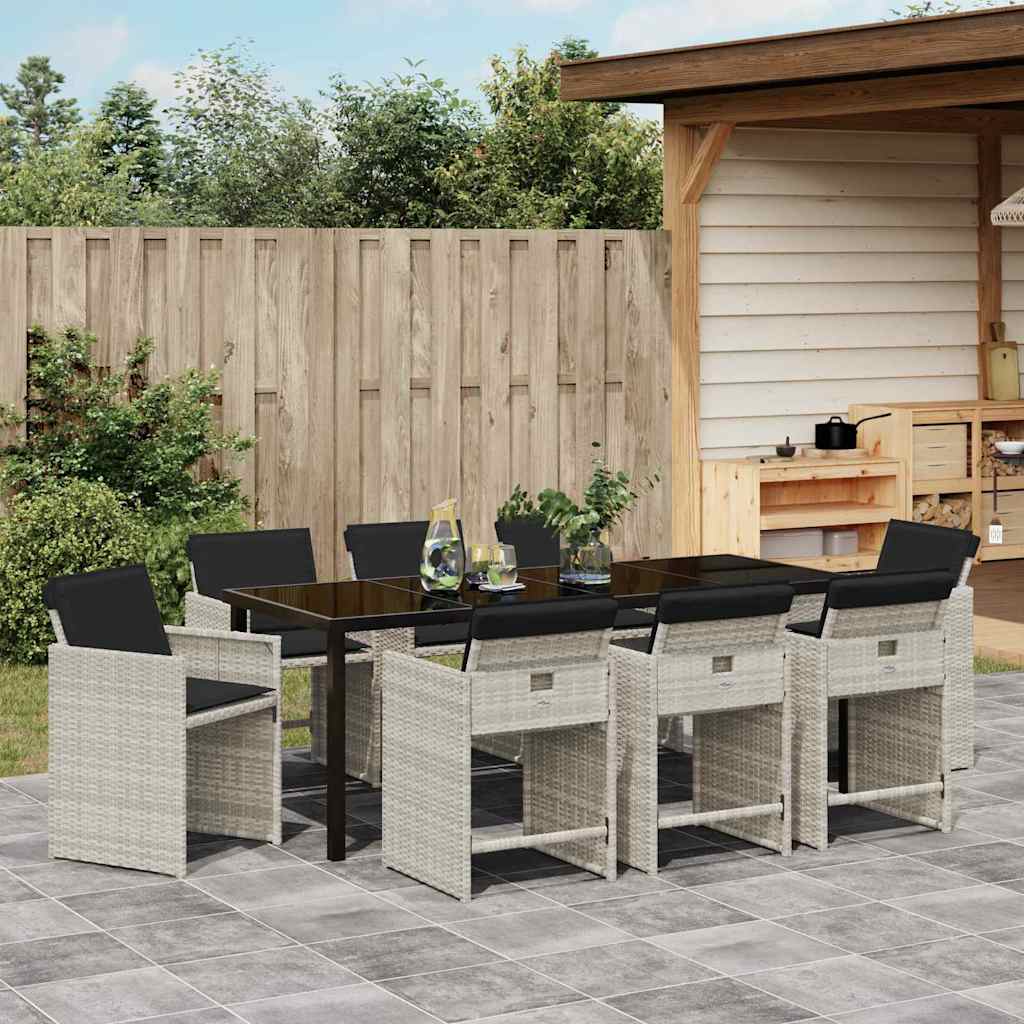 Ensemble de salle à manger pour jardin 9 pcs Gris clair - XIOS
