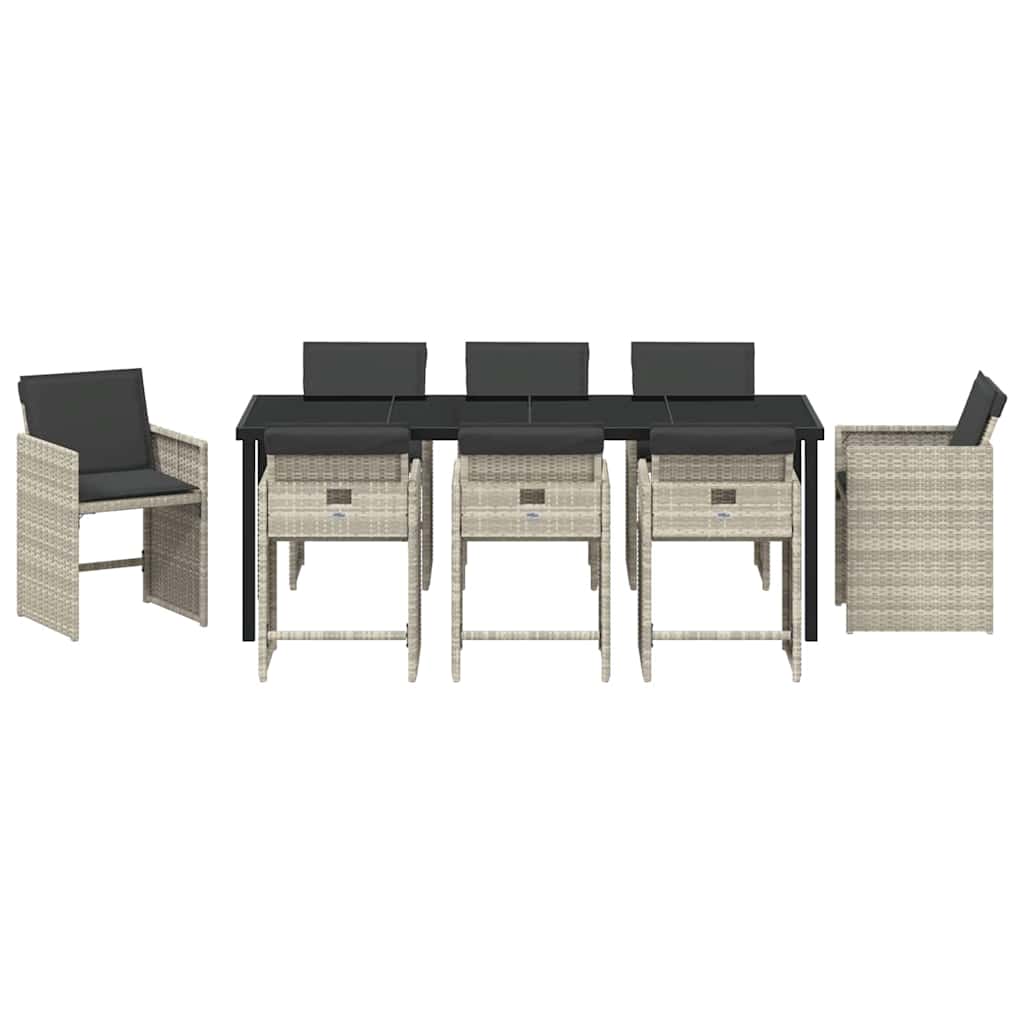 Ensemble de salle à manger pour jardin 9 pcs Gris clair - XIOS