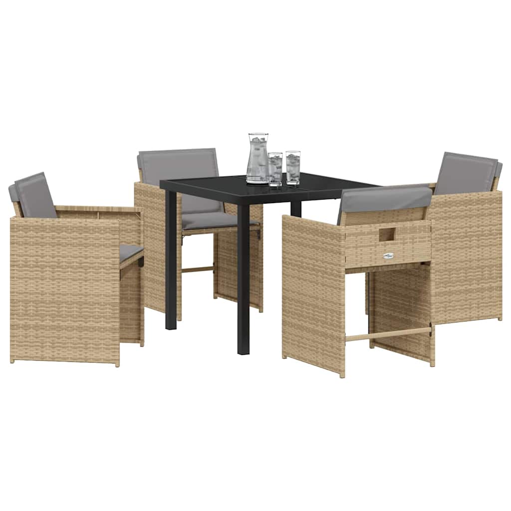 Ensemble de salle à manger pour jardin 5 pcs Beige polyrotin - XIOS