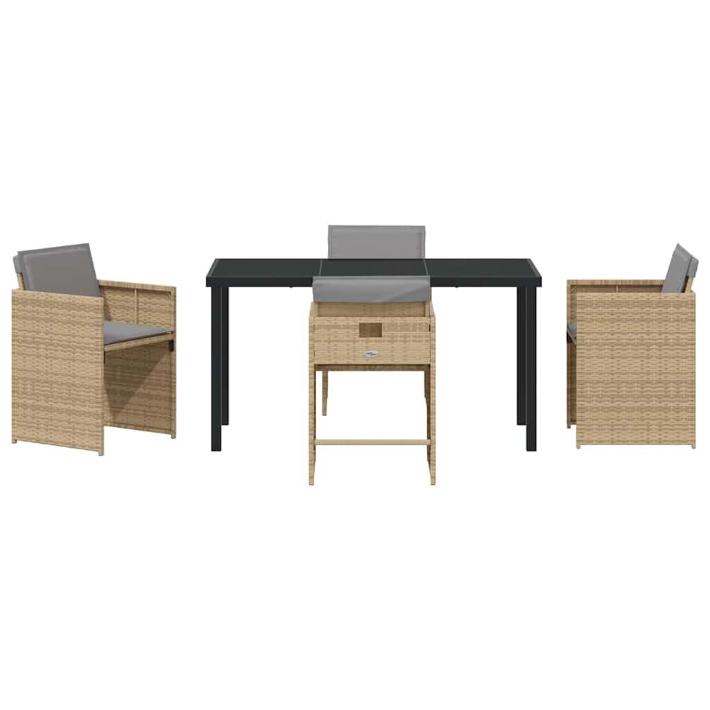 Ensemble de salle à manger pour jardin 5 pcs Beige polyrotin - XIOS
