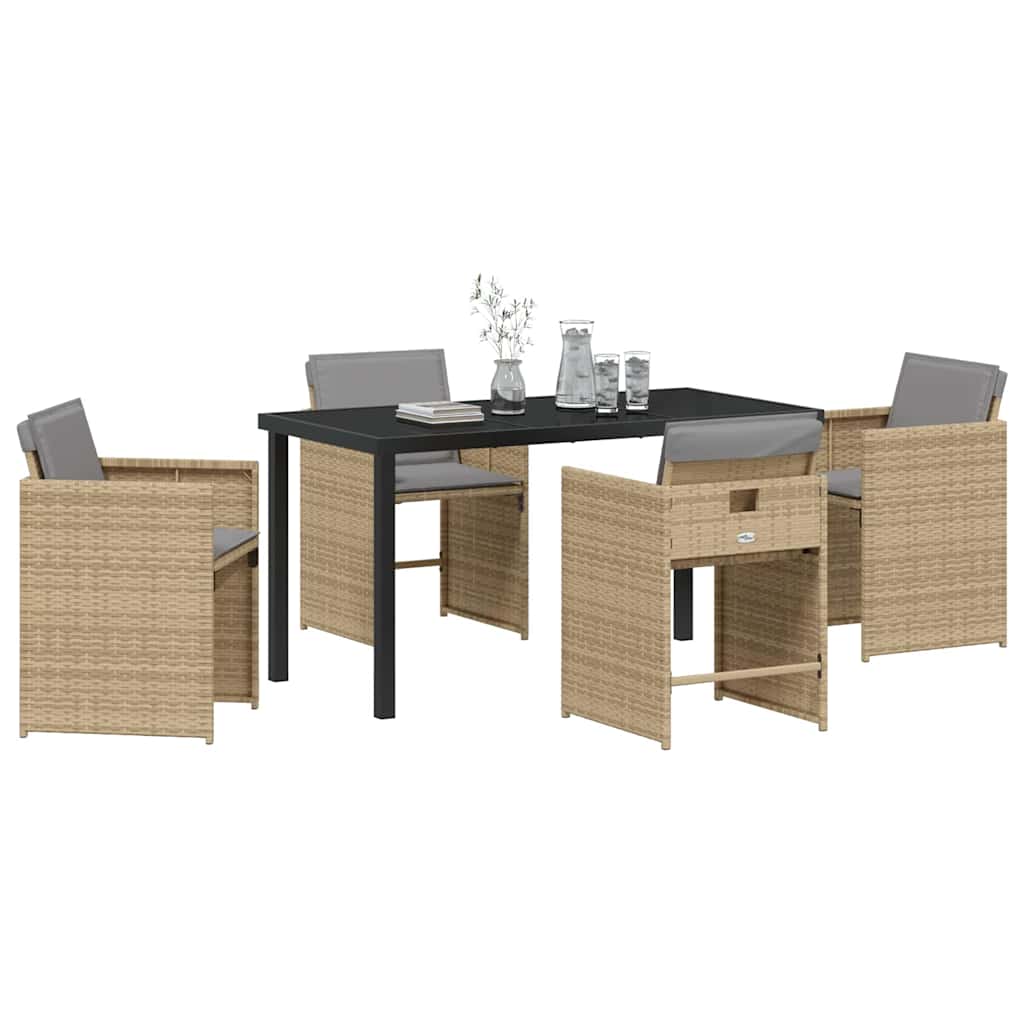Ensemble de salle à manger pour jardin 5 pcs Beige polyrotin - XIOS