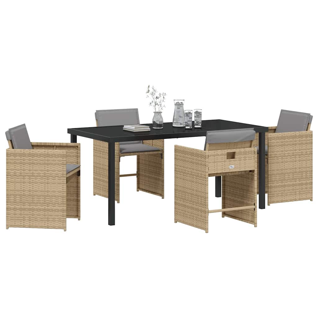 Ensemble de salle à manger pour jardin 5 pcs Beige polyrotin - XIOS