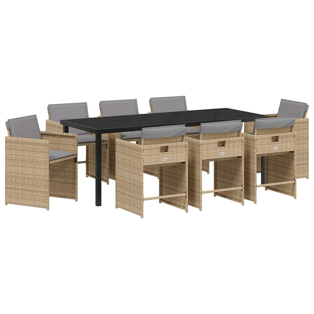 Ensemble de salle à manger pour jardin 9 pcs Beige polyrotin - XIOS