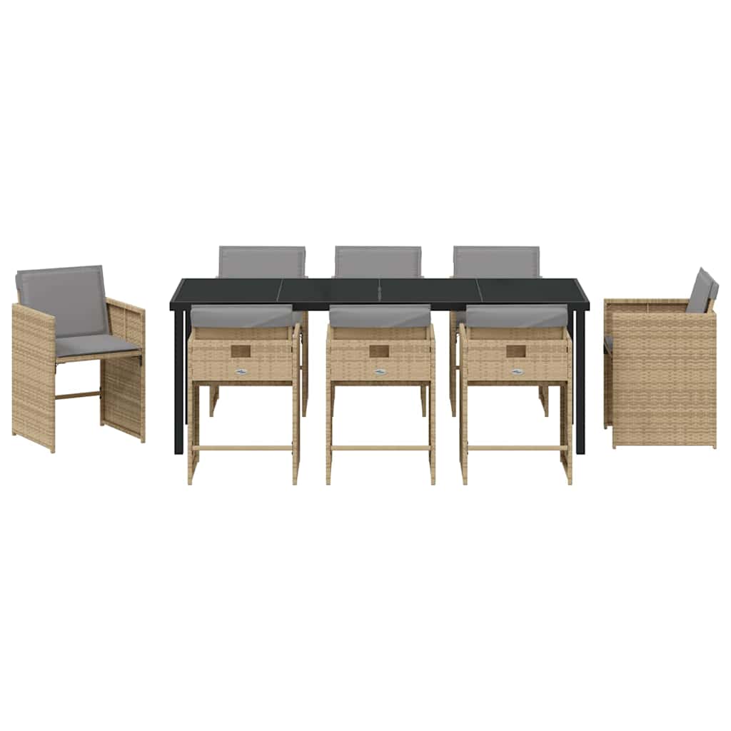 Ensemble de salle à manger pour jardin 9 pcs Beige polyrotin - XIOS