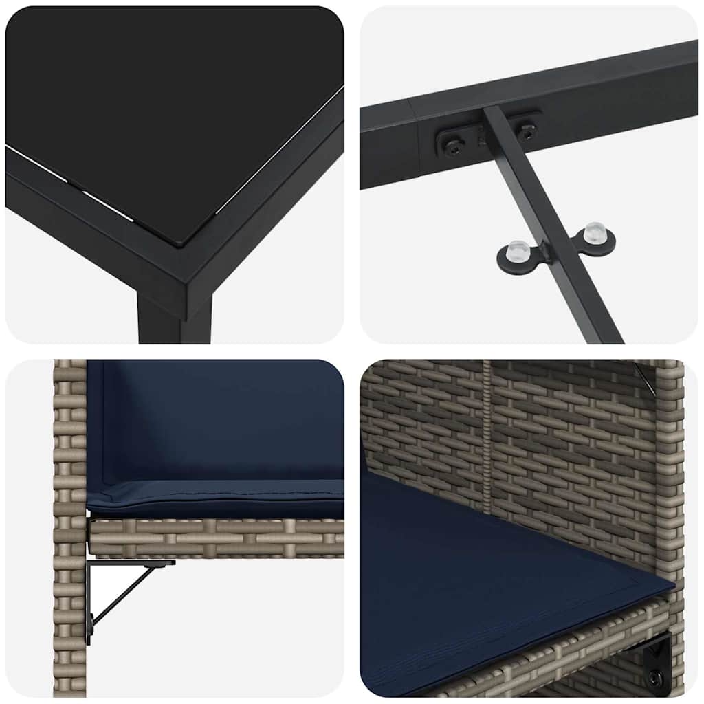 Ensemble de salle à manger pour jardin 5 pc Gris polyrotin