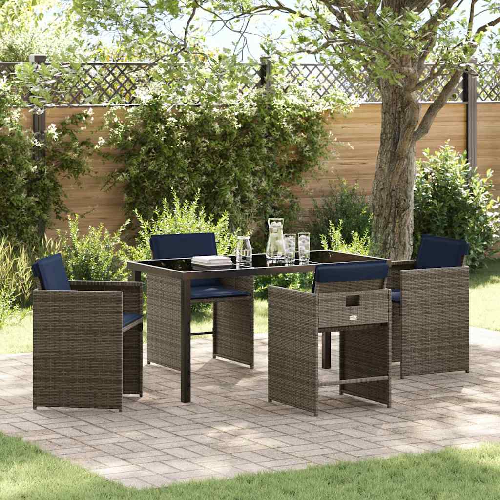 Ensemble de salle à manger pour jardin 5 pc Gris polyrotin - XIOS