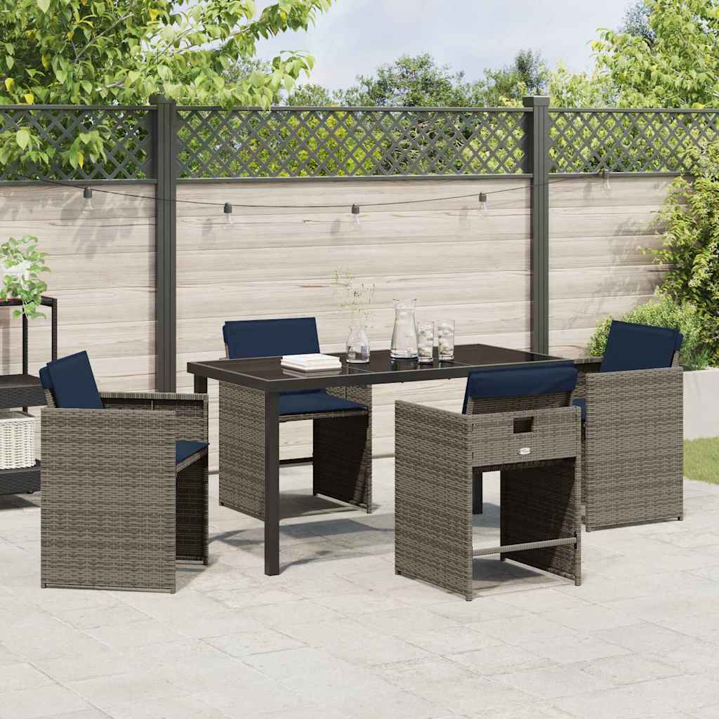 Ensemble de salle à manger pour jardin 5 pc Gris polyrotin - XIOS