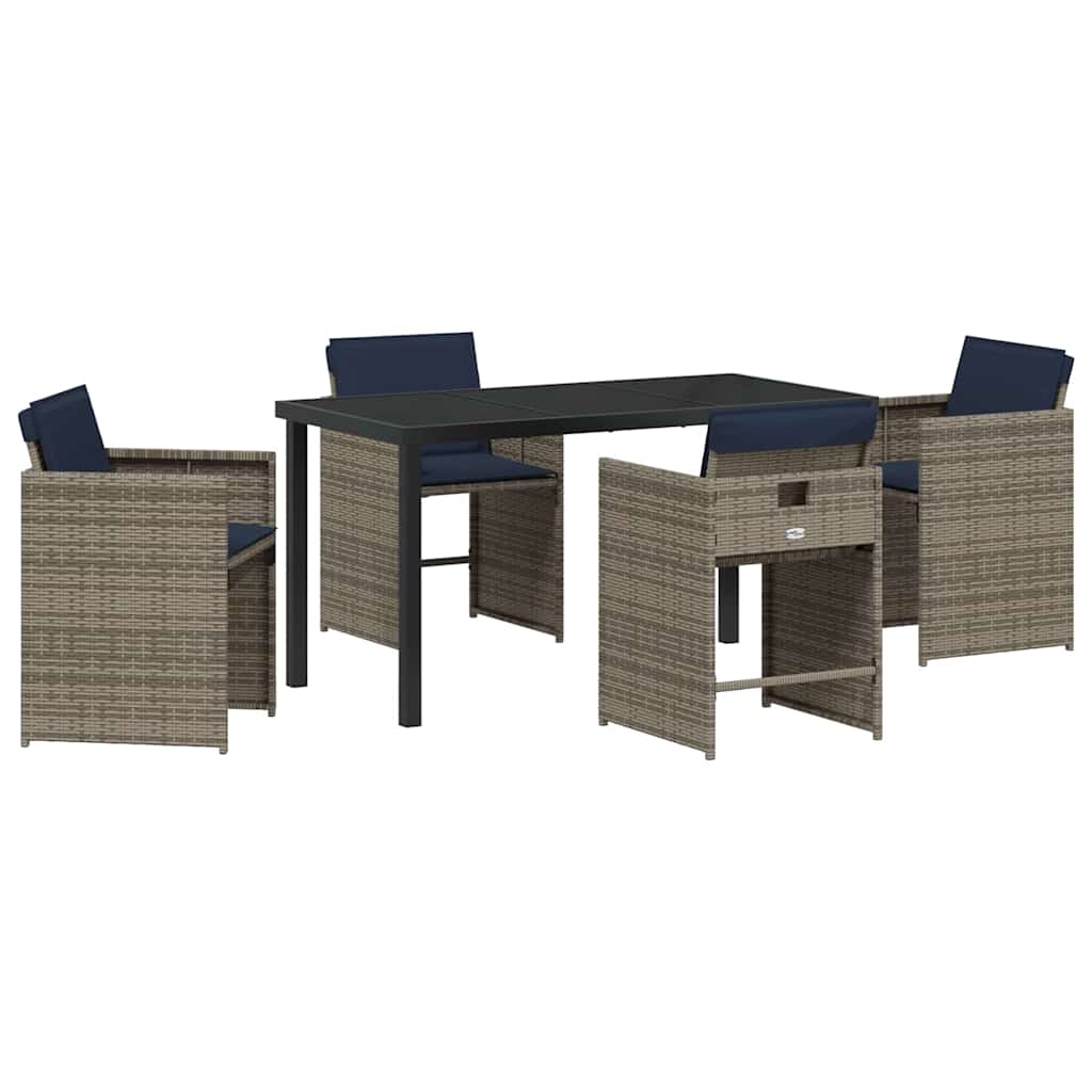 Ensemble de salle à manger pour jardin 5 pc Gris polyrotin - XIOS