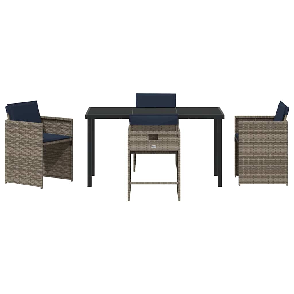 Ensemble de salle à manger pour jardin 5 pc Gris polyrotin