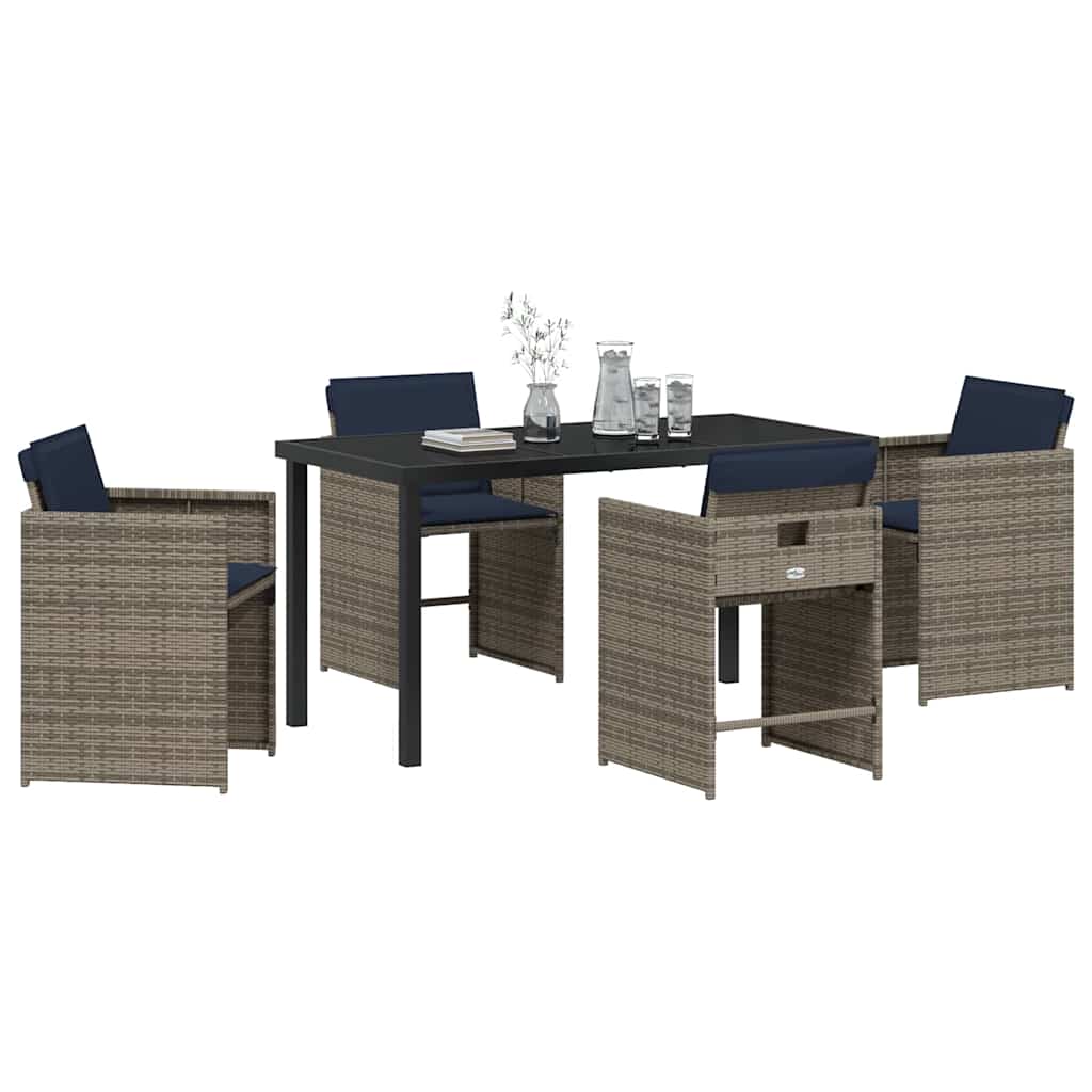 Ensemble de salle à manger pour jardin 5 pc Gris polyrotin - XIOS