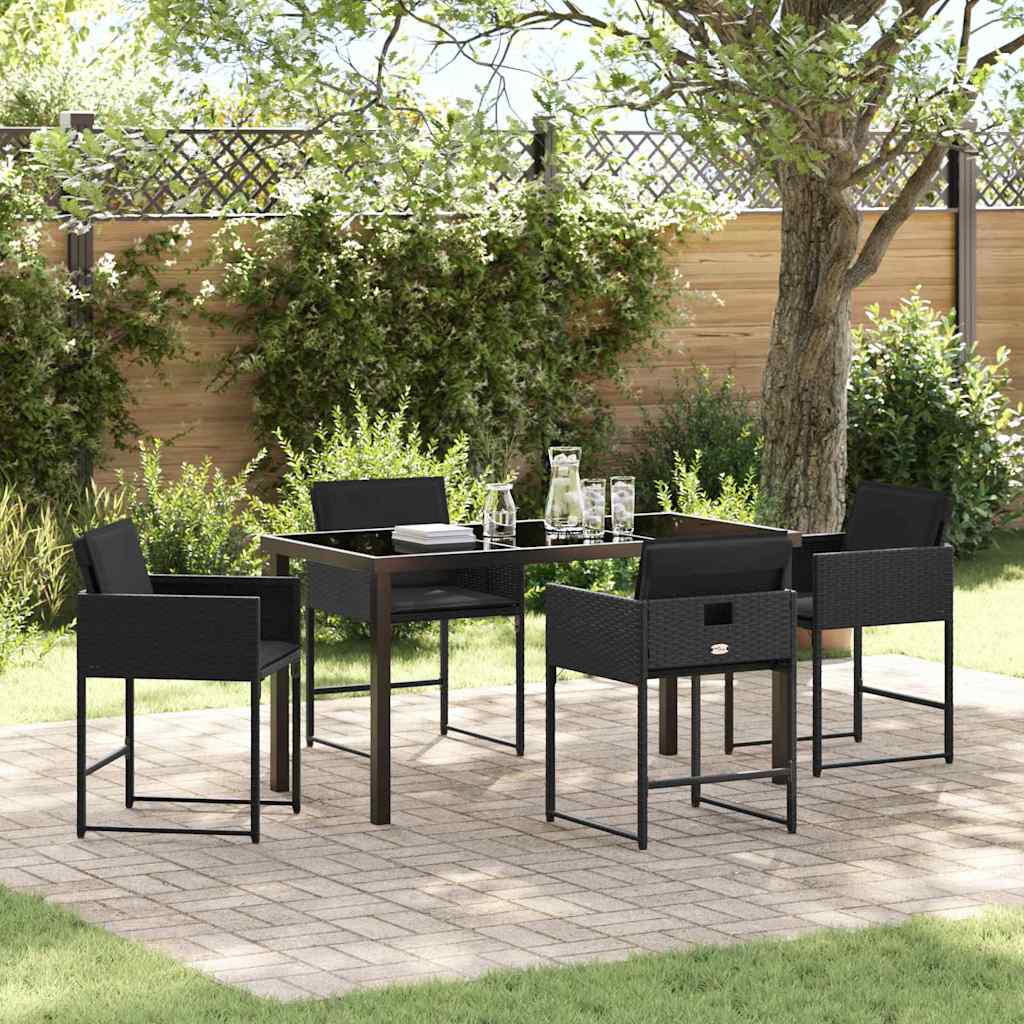Ensemble de salle à manger pour jardin 5 pcs Noir polyrotin - XIOS