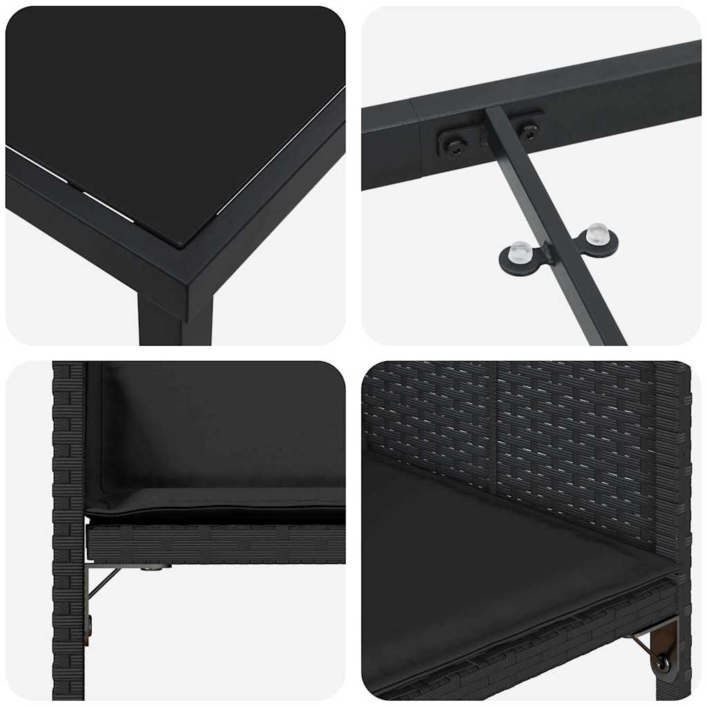 Ensemble de salle à manger pour jardin 9 pcs Noir polyrotin - XIOS