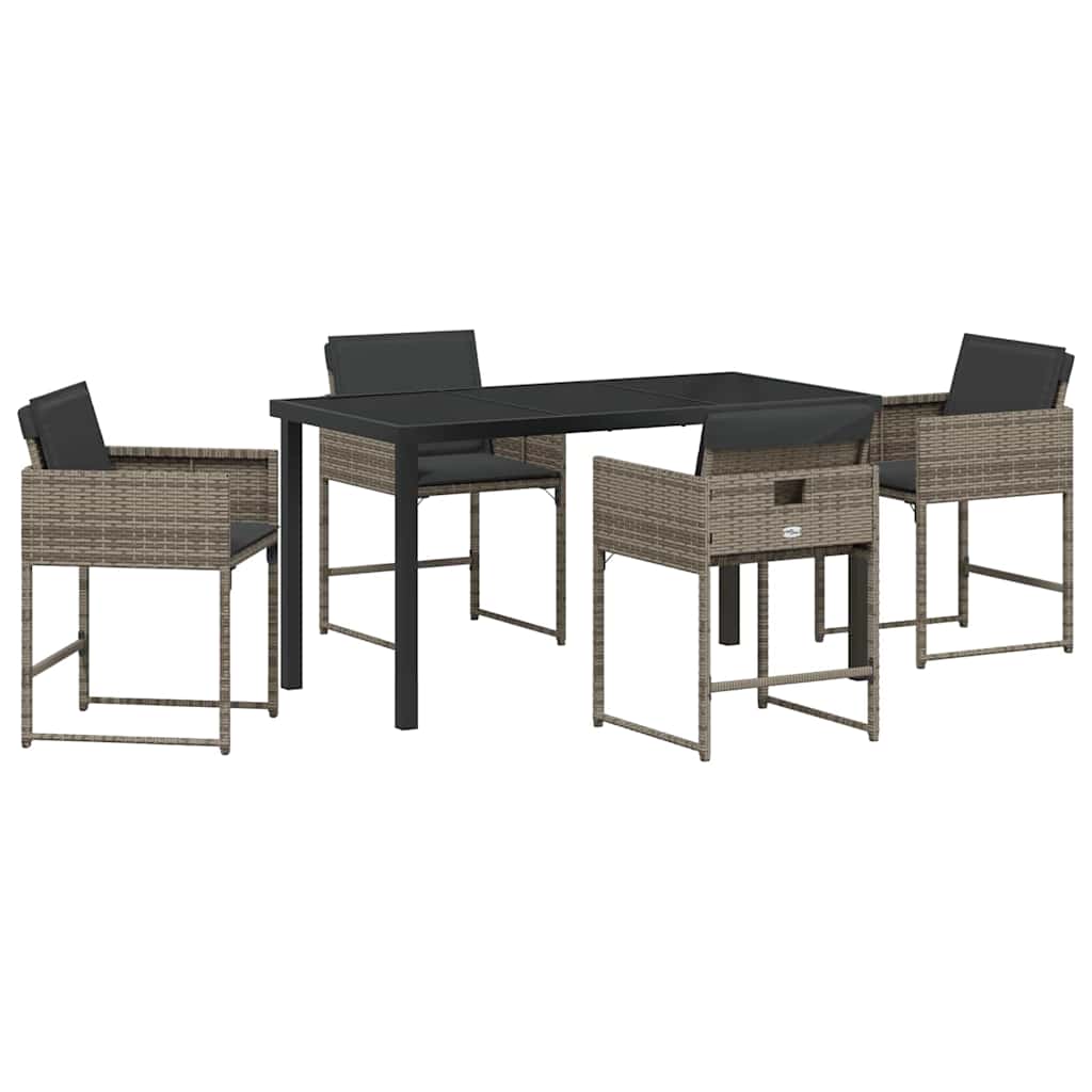 Ensemble de salle à manger pour jardin 5 pcs Gris polyrotin - XIOS