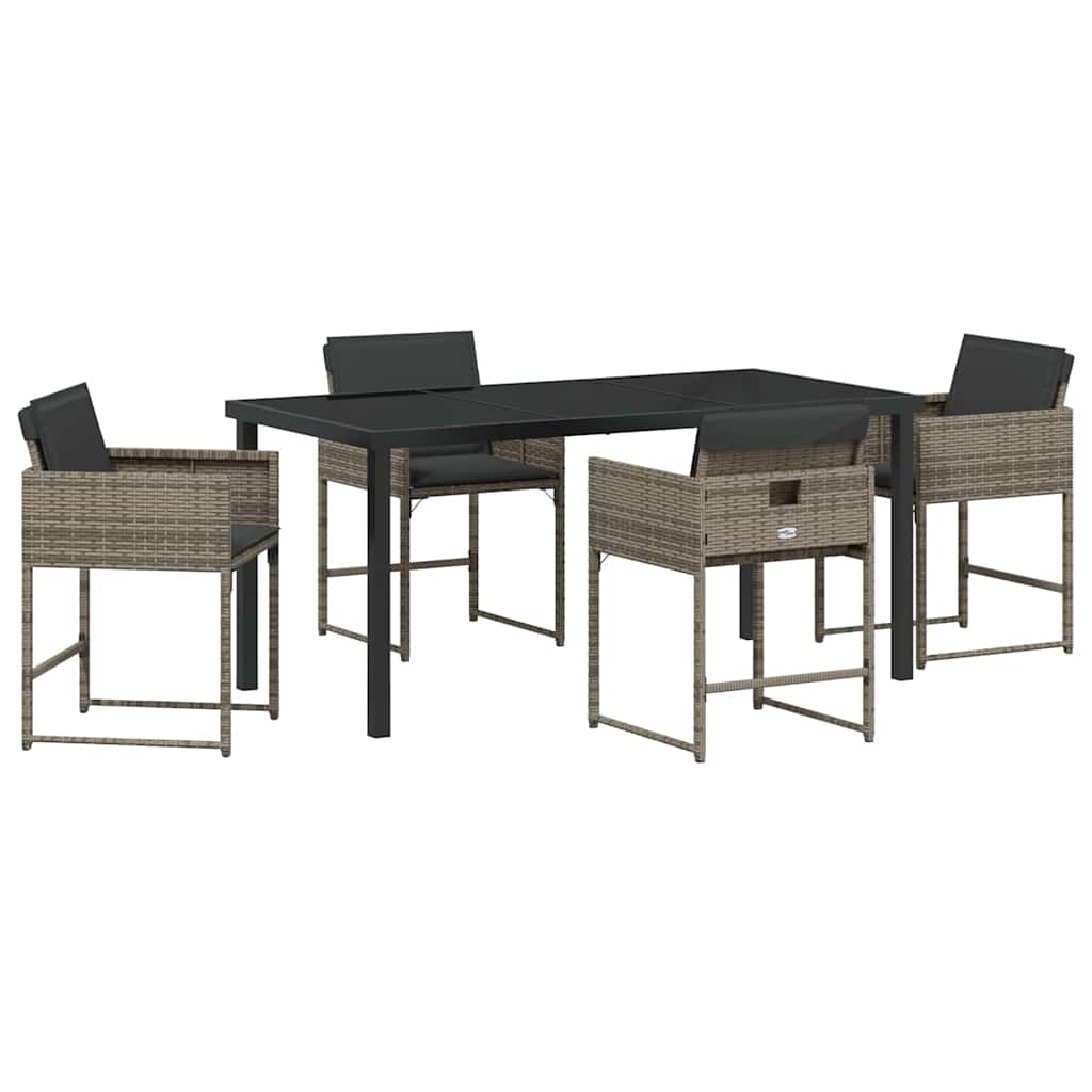 Ensemble de salle à manger pour jardin 5 pcs Gris polyrotin - XIOS