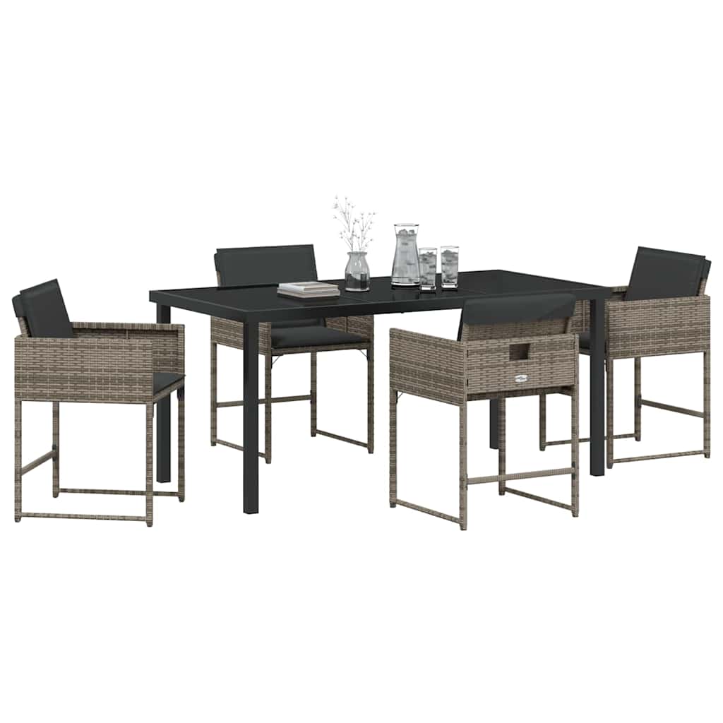 Ensemble de salle à manger pour jardin 5 pcs Gris polyrotin - XIOS