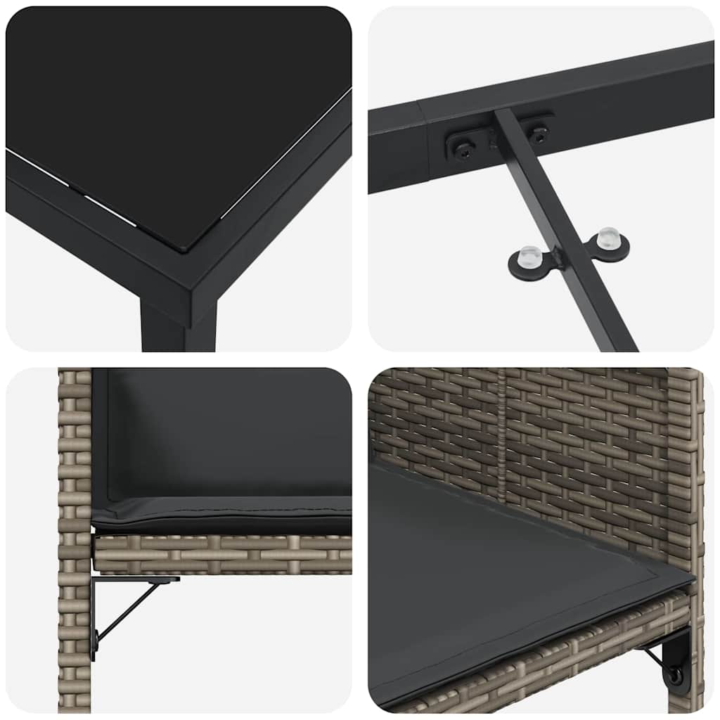 Ensemble de salle à manger pour jardin 9 pcs Gris polyrotin - XIOS