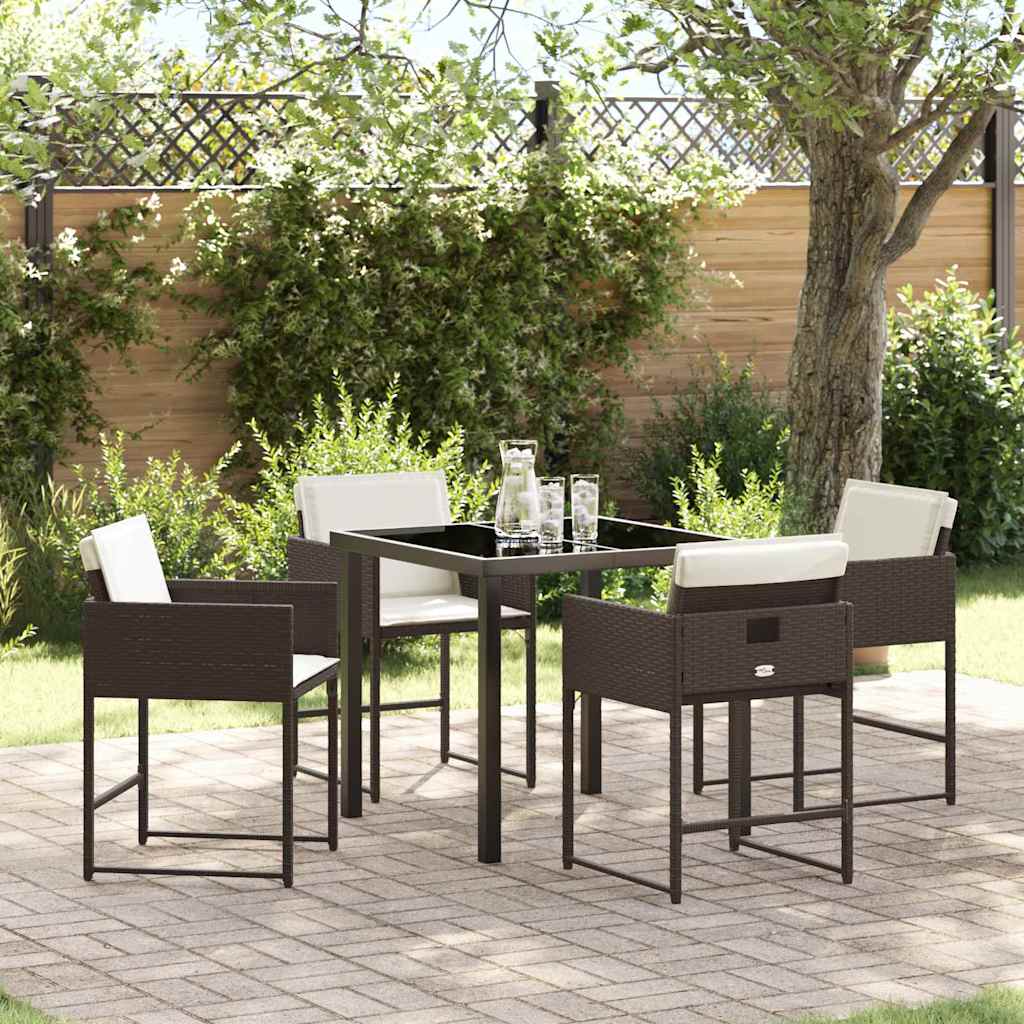 Ensemble de salle à manger pour jardin 5 pcs Marron polyrotin - XIOS