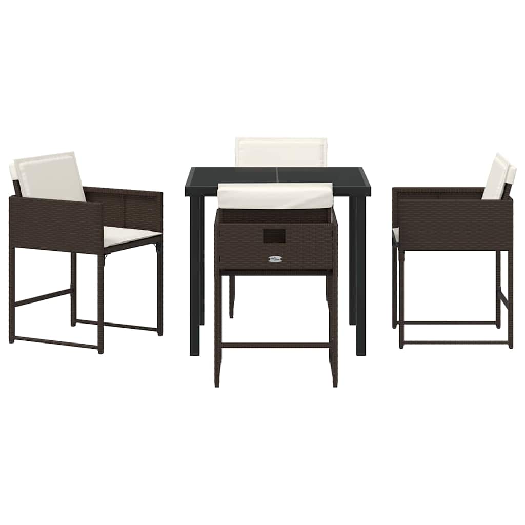 Ensemble de salle à manger pour jardin 5 pcs Marron polyrotin - XIOS