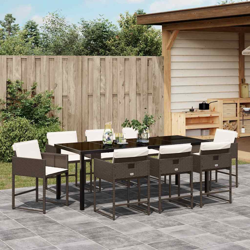 Ensemble de salle à manger pour jardin 9 pcs Marron polyrotin - XIOS