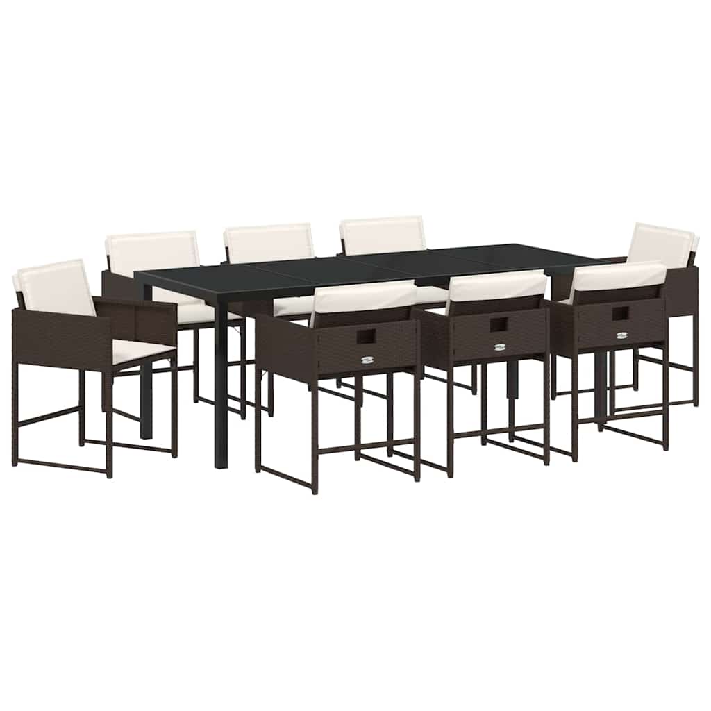 Ensemble de salle à manger pour jardin 9 pcs Marron polyrotin - XIOS