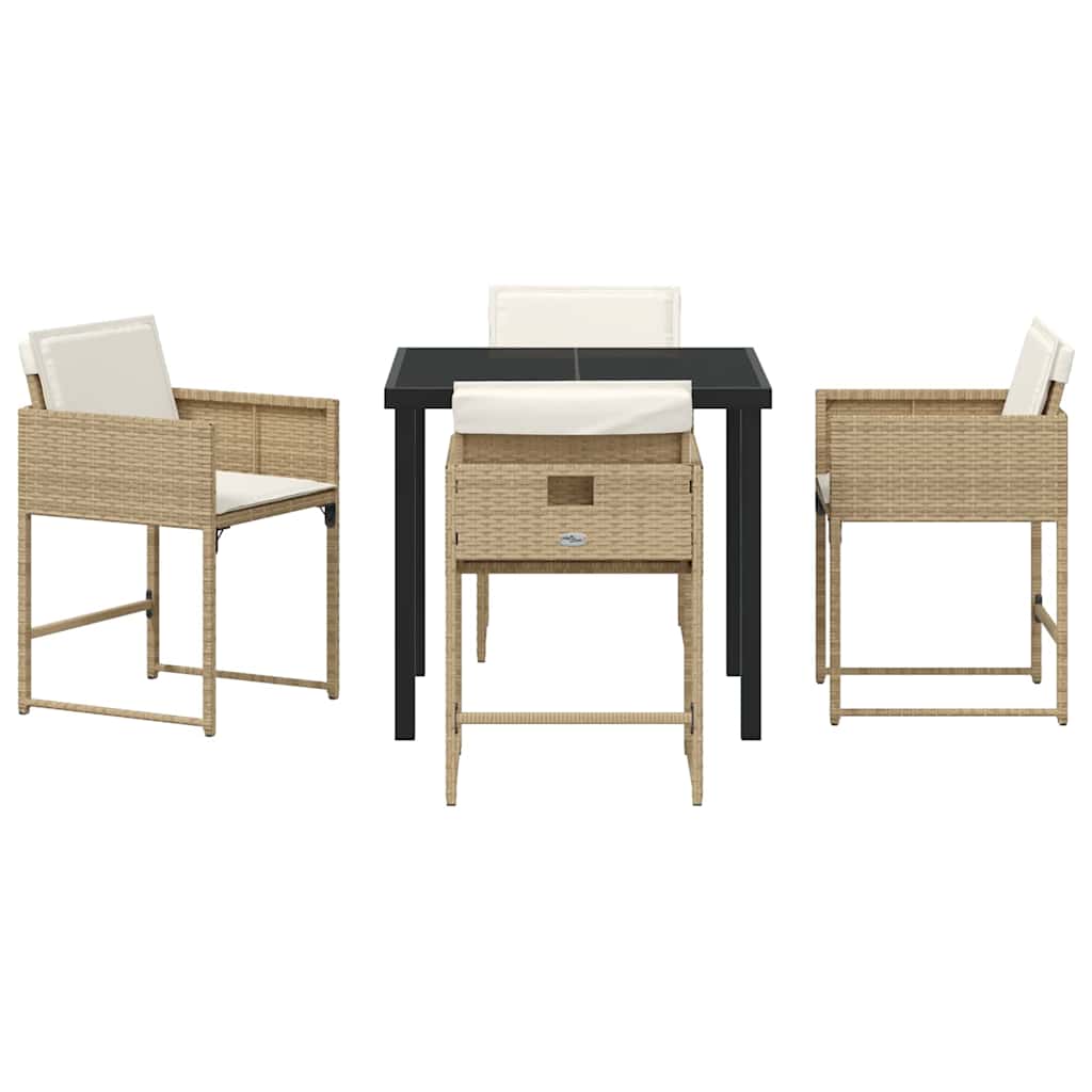 Ensemble de salle à manger pour jardin 5 pcs Beige polyrotin - XIOS