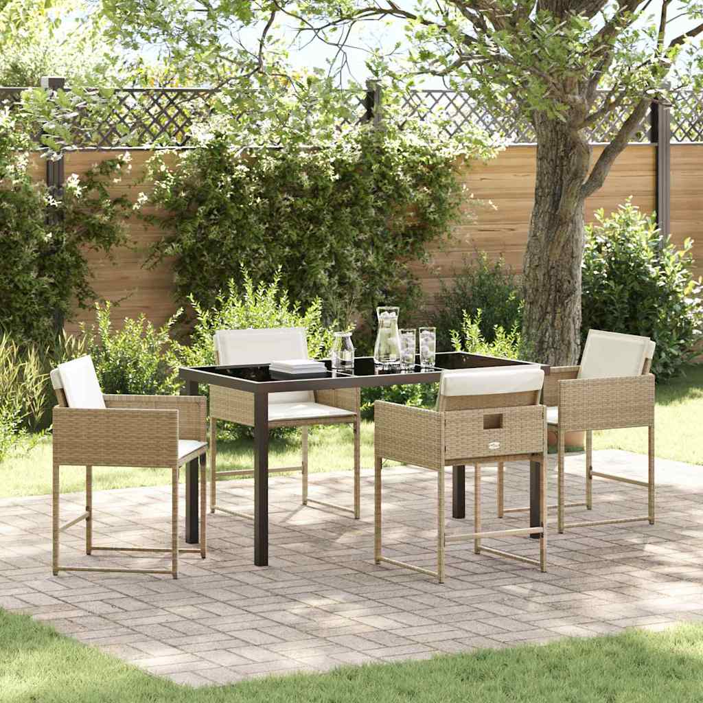 Ensemble de salle à manger pour jardin 5 pcs Beige polyrotin - XIOS