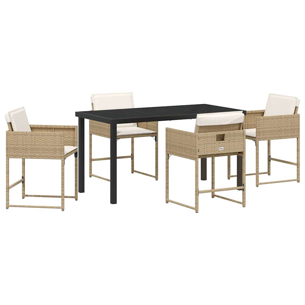 Ensemble de salle à manger pour jardin 5 pcs Beige polyrotin - XIOS