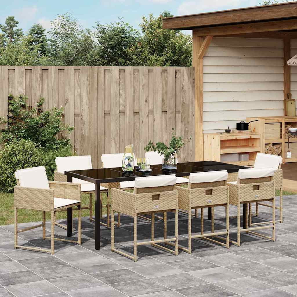 Ensemble de salle à manger pour jardin 9 pcs Beige polyrotin - XIOS