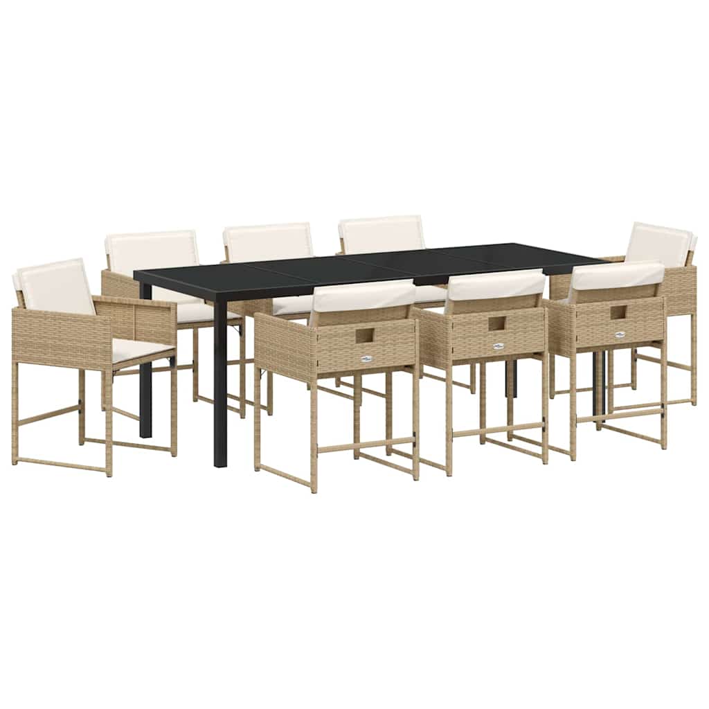 Ensemble de salle à manger pour jardin 9 pcs Beige polyrotin - XIOS