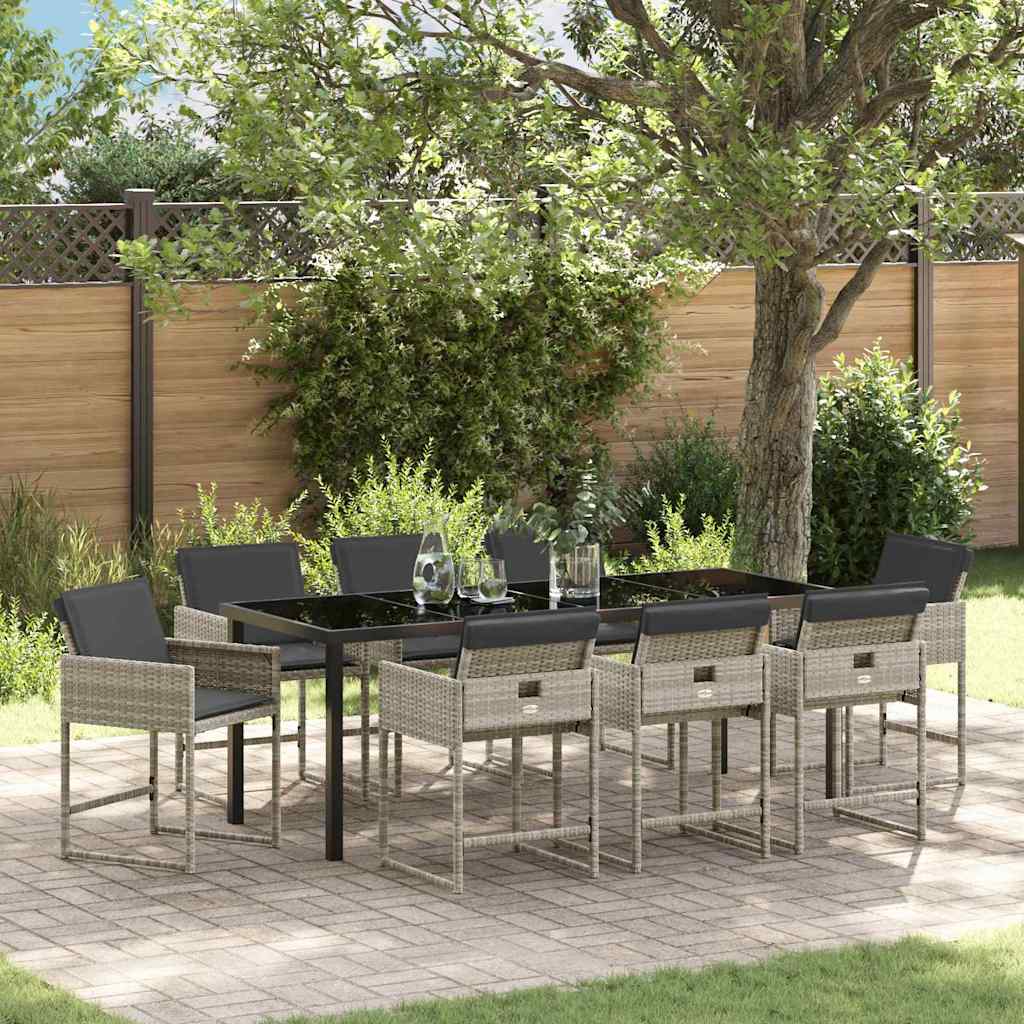 Ensemble de salle à manger pour jardin 9 pcs Gris clair - XIOS