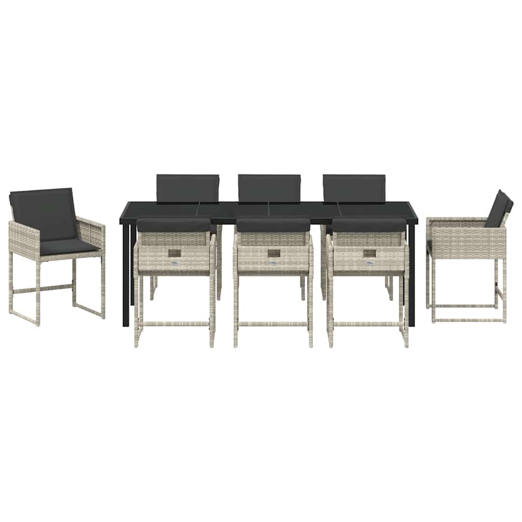 Ensemble de salle à manger pour jardin 9 pcs Gris clair - XIOS