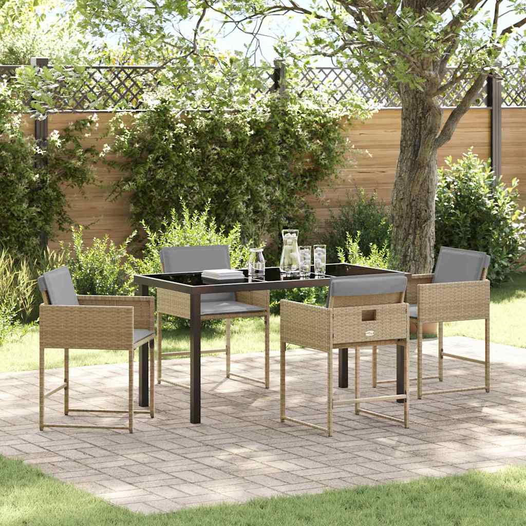Ensemble de salle à manger pour jardin 5 pcs Beige polyrotin - XIOS